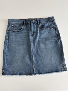 LOFT Light Blue Denim Mini Skirt with Frayed Hem